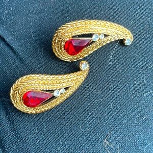 Gold l jeweled earrings